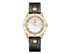 Rado Captain Cook Automatik Edelstahl gelbgold beschichtet 37 mm Marina Hoermanseder Edition – Damenuhren Uhr mit Datum aus Edelstahl, Leder und PVD beschichtet. Das Gehäuse ist rund und gelbgold. Das Edelstahlarmband ist gelbgold. Das Zifferblatt ist ein Index in weiß. – Ansicht 2