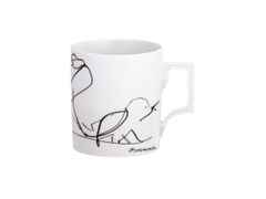 Meissen MUG Henkelbecher Juwelier Roller Art Edition "Osmar Osten, Kein Herz - Kein Infarkt" – Porzellanwaren Tafelporzellan in weiß und aus Porzellan und vergoldet.