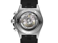 Breitling Chronomat B01 42 Automatik Edelstahl silbernes Zifferblatt mit Brillanten 1,30ct schwarzes Kautschukband – Herrenuhren Chronograph aus Edelstahl und Kautschuk. Das Gehäuse ist rund und silber. Das Kautschuk / Kunststoff / Silikon Armband ist schwarz. Das Zifferblatt ist ein Index in silber. – Ansicht 4