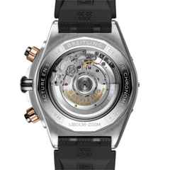 Breitling Super Chronomat B01 44 Automatik Edelstahl schwarzes Zifferblatt schwarzes Kautschukband – Herrenuhren Chronograph aus 950 Platin und Edelstahl. Das Gehäuse ist rund und silber-roségold. Das Kautschuk / Kunststoff / Silikon Armband ist schwarz. Das Zifferblatt ist ein Index in schwarz. – Ansicht 2