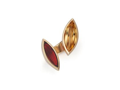 Angela Hübel Regatta 2 Ring Roségold mit Citrin und Granat – Ringe Ring mit Besatz aus 750 Rotgold.