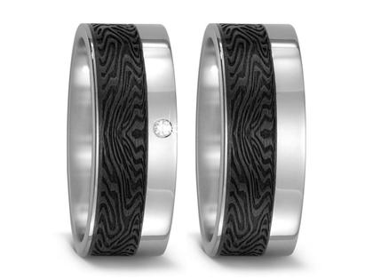 TitanFactory Carbon Titan Partnerringpaar 2 – Ringe Trauring mit Besatz aus Carbon, Titan und und .