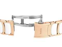 Rado Centrix Diamonds Automatik Edelstahl Roségold-PVD 35mm weißes Zifferblatt mit Brillanten Metallband – Damenuhren Uhr mit Datum aus Edelstahl, Keramik und PVD beschichtet. Das Gehäuse ist rund und roségold. Das Edelstahlarmband ist roségold. Das Zifferblatt ist ein Index in weiß. – Ansicht 5