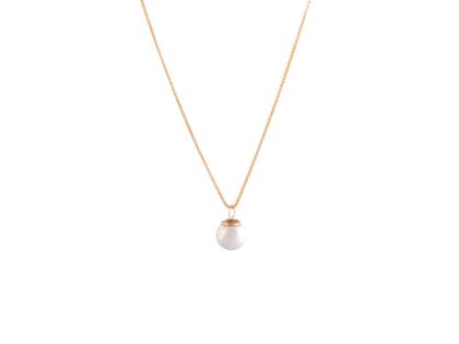 Meissen Pearl Collection  Collier Roségold mit weißem Perl-Anhänger aus Meissener Porzellan® 45cm – Halsschmuck Kette mit Anhänger aus 750 Rotgold, Porzellan und und .