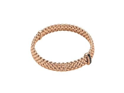 Fope Panorama Flex'It Men Armband  mittel Roségold M mit schwarzen Diamanten 0,700ct flexibel – Armschmuck Armband aus 750 Rotgold.
