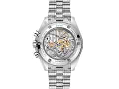 Omega Speedmaster Moonwatch Professional Chronograph Handaufzug Edelstahl 42mm weißes Zifferblatt Metallband – Herrenuhren Chronograph aus Edelstahl und eloxiertes Aluminium. Das Gehäuse ist rund und silber. Das Edelstahlarmband ist silber. Das Zifferblatt ist ein Index in weiß. – Ansicht 2