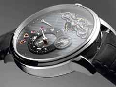 Glashütte Original PanoInverse XL Reserve Handaufzug Edelstahl 42mm graues Zifferblatt graues Lederband – Herrenuhren Uhr ohne Datum aus Edelstahl. Das Gehäuse ist rund und silber. Das Lederarmband Kroko / Alligator ist schwarz. Das Zifferblatt ist ein Index in grau. – Ansicht 3