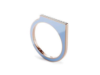 Niessing Setario Square Ring Rosewood mit hell-dunkelblauer Emaille und Brillanten – Ringe Ring aus 750 Weißgold.