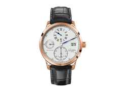 Glashütte Original Senator Chronometer Regulator Handaufzug Rotgold 42mm silbernes Zifferblatt schwarzes Lederband – Herrenuhren Uhr ohne Datum aus 750 Rotgold. Das Gehäuse ist rund und roségold. Das Lederarmband Kroko / Alligator ist schwarz. Das Zifferblatt ist römisch und silber.
