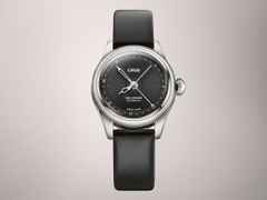 Oris Big Crown Pointer Date Automatik Edelstahl 29mm schwarzes Zifferblatt schwarzes Lederband – Damenuhren Uhr mit Datum aus Edelstahl. Das Gehäuse ist rund und silber. Das Lederarmband ist schwarz. Das Zifferblatt ist ohne Zeichen und schwarz. – Ansicht 2