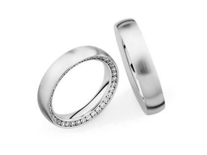 Christian Bauer Trauring Paar Nr.  49 Weißgold – Ringe Trauring mit Besatz aus 750 Weißgold.