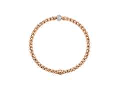 Fope Eka Tiny Flex'It Armband Roségold mit 1 Weißgold-Ronde und Brillanten 0,12ct flexibel – Armschmuck Armband aus 750 Rotgold, 750 Weißgold und und . – Ansicht 2
