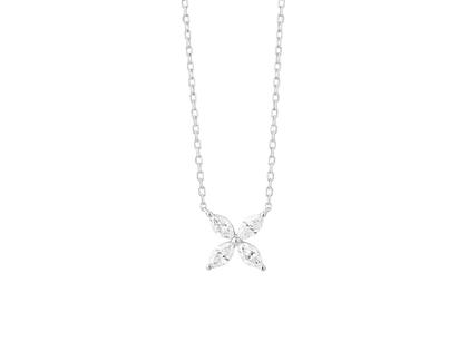 Facet Kette mit Anhänger Weißgold 42cm mit Diamanten 0,38ct – Halsschmuck Kette mit Anhänger aus 750 Weißgold.