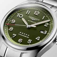 Longines Spirit Automatik Edelstahl 42mm grünes Zifferblatt Edelstahlband – Herrenuhren Uhr mit Datum aus Edelstahl. Das Gehäuse ist rund und silber. Das Edelstahlarmband ist silber. Das Zifferblatt ist arabisch Index und grün. – Ansicht 4