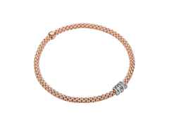 Fope Prima Armband mit  5 Brillanten Roségold – Armschmuck Armband aus 750 Rotgold, 750 Weißgold und und .