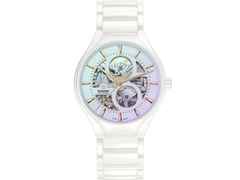Rado True Round Automatic Open Heart Limited Edition Keramik 40mm weißes Zifferblatt weißes Keramikband – Herrenuhren Uhr ohne Datum aus Keramik und Titan. Das Gehäuse ist rund und weiß. Das Keramikarmband ist weiß. Das Zifferblatt ist ein Index in weiß.