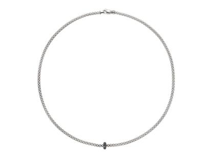 Fope Prima Flex'It Men Collier Weißgold 43cm mit schwarzen Brillanten 0,200ct – Halsschmuck Collier aus 750 Weißgold und und rhodiniert.