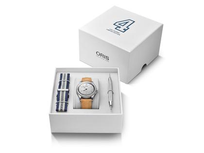 Oris Big Crown Pointer Date Lou Gehrig Limited Edition Automatik Edelstahl 40mm silbernes Zifferblatt braunes Lederband – Herrenuhren Uhr mit Datum aus Edelstahl und Leder. Das Gehäuse ist rund und silber. Das Lederarmband ist braun. Das Zifferblatt ist arabisch Index und silber. – Ansicht 8