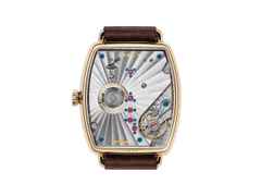 Nomos Glashütte Lux Zikade Handaufzug Roségold 38,5mm weiß-gelbes Zifferblatt braunes Lederband – Damenuhren Uhr ohne Datum aus 750 Rotgold. Das Gehäuse ist sonstige Form und roségold. Das Lederarmband ist braun. Das Zifferblatt ist ein Index in gelb. – Ansicht 4