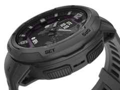 Garmin Instinct Crossover Solar faserverstärktes Polymer schiefergrau 45 mm Kautschukband schiefergrau – Herrenuhren Uhr Multifunktion aus Kautschuk und Kunststoff. Das Gehäuse ist rund und grau. Das Kautschuk / Kunststoff / Silikon Armband ist grau. Das Zifferblatt ist analog digital und schwarz. – Ansicht 7