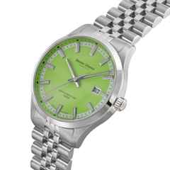 Bruno Söhnle Glashütte Turin Automatik Edelstahl 39,5mm hellgrünes Zifferblatt Metallband – Herrenuhren Uhr mit Datum aus Edelstahl. Das Gehäuse ist rund und silber. Das Edelstahlarmband ist silber. Das Zifferblatt ist ein Index in grün. – Ansicht 2