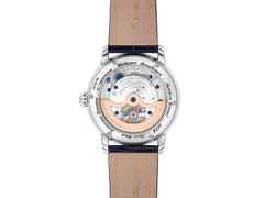 Frederique Constant Classics Worldtimer Manufacture GMT Automatik Edelstahl 42mm blaues Zifferblatt blaues Lederband Limited Edition – Herrenuhren Uhr mit Datum aus Edelstahl und Leder. Das Gehäuse ist rund und silber. Das Lederarmband Kroko / Alligator ist blau. Das Zifferblatt ist ein Index in blau. – Ansicht 2