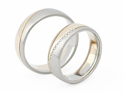 Max Kemper Trauring Paar Gelbgold 6,0mm gewölbt mit Brillanten 0,085ct – Ringe Trauring mit Besatz aus 585 Weißgold/Rotgold.