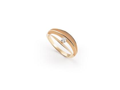 Cammilli Firenze Velaa Star Ring Orange Apricot Gold 3reihig mit Brillant 0,080ct – Ringe Ring mit Besatz aus 750 Gelbgold.