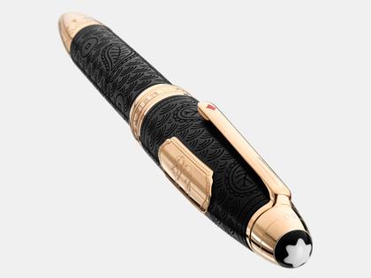 Montblanc Around the World in 80 Days Solitaire LeGrand Rollerball dunkelgrau – Schreibgeräte Rollerball in grau und aus Holz, Edelharz, platiniert und vergoldet. – Ansicht 4