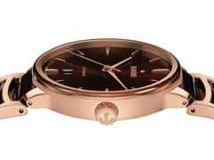Rado Centrix Automatik Edelstahl Roségold-PVD 39,5mm braunes Zifferblatt Metallband – Herrenuhren Uhr mit Datum aus Edelstahl, Keramik und PVD beschichtet. Das Gehäuse ist rund und roségold. Das Keramikarmband ist braun. Das Zifferblatt ist ein Index in braun. – Ansicht 3