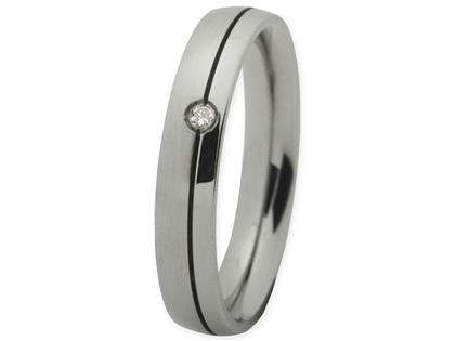 Ernstes Design Ring Nr. 110 R138.4 – Ringe Trauring mit Besatz aus Edelstahl.