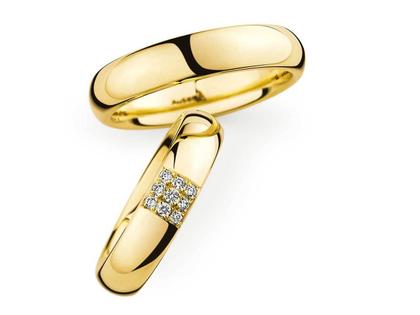 Christian Bauer Trauring Paar Nr.  37 Gelbgold – Ringe Trauring mit Besatz aus 750 Gelbgold.
