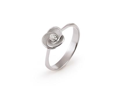 Cammilli Firenze Desert Rose Ring White Ice Gold mit Brillant 0,060ct – Ringe Ring mit Besatz aus 750 Weißgold.