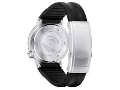 Mühle Glashütte S.A.R. Rescue-Timer Automatik Edelstahl 42mm schwarzes Zifferblatt schwarzes Kautschukband – Herrenuhren Uhr mit Datum aus Edelstahl und Kautschuk. Das Gehäuse ist rund und silber. Das Kautschuk / Kunststoff / Silikon Armband ist schwarz. Das Zifferblatt ist ein Index in schwarz. – Ansicht 3