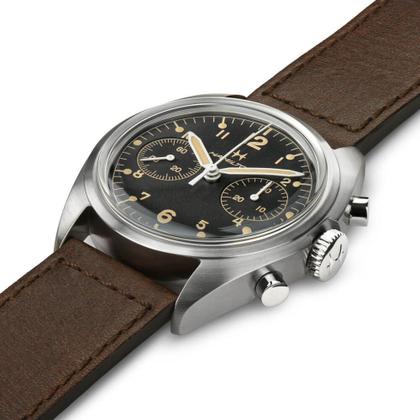 Hamilton Khaki Aviation Pilot Pioneer Chronograph Handaufzug schwarzes Zifferblatt braunes Lederband kaufen