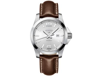 Longines Conquest Herrenuhr Quarz 43 mm Edelstahl silber