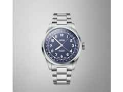 Oris Big Crown Pointer Date Automatik Edelstahl 40mm blaues Zifferblatt Metallband – Herrenuhren Uhr mit Datum aus Edelstahl. Das Gehäuse ist rund und silber. Das Edelstahlarmband ist silber. Das Zifferblatt ist arabisch und blau. – Ansicht 6