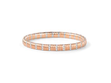 Silhouette Schmuck Tennis Flex Armband Roségold und Weißgold mit Brillanten 1,10ct – Armschmuck Armband aus 750 Weißgold.