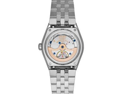Frederique Constant Highlife Moonphase Date Manufacture Automatik Edelstahl 39mm blaues Zifferblatt Metallband und blaues Lederband – Herrenuhren Uhr mit Datum aus Edelstahl und Leder. Das Gehäuse ist rund und silber. Das Edelstahlarmband ist silber. Das Zifferblatt ist ein Index in blau. – Ansicht 3