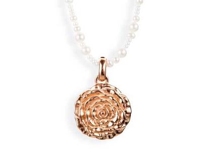 Drachenfels Design Rosenregen Anhänger Medaillon Silber rosé – Anhänger Medaillon aus 925 Silber und und vergoldet.