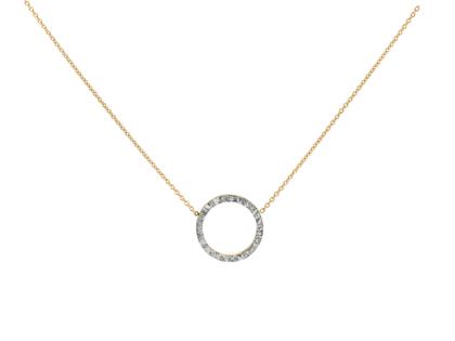 Schmuckwerk Alpen Collier Gelbgold 42cm mit 17 Brillanten 0,08ct – Halsschmuck Collier aus 750 Gelbgold, 750 Weißgold und und .