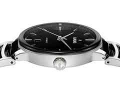 Rado Centrix Automatik Edelstahl 39,5mm schwarzes Zifferblatt Metallband – Herrenuhren Uhr mit Datum aus Edelstahl und Keramik. Das Gehäuse ist rund und silber. Das Keramikarmband ist schwarz. Das Zifferblatt ist ein Index in schwarz. – Ansicht 3