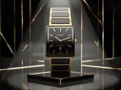 Rado Integral 40-Year Anniversary Quarz Edelstahl Gelbgold-PVD 28,5 x 31,5mm schwarzes Zifferblatt Metallband – Damenuhren Uhr mit Datum aus Edelstahl, Keramik und PVD beschichtet. Das Gehäuse ist rechteckig und gelbgold. Das Edelstahlarmband ist schwarz. Das Zifferblatt ist ein Index in schwarz. – Ansicht 4