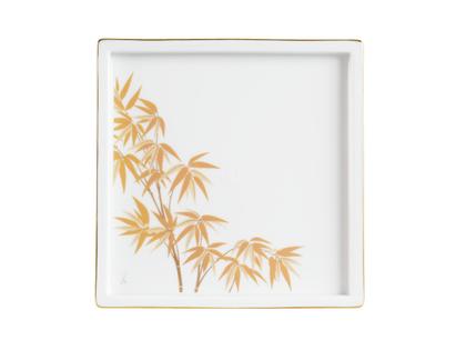 Meissen Cosmopolitan "Golden Bamboo" Platte Porzellan mit Golddekor 17x17cm – Porzellanwaren Tafelporzellan in weiß und aus Porzellan.