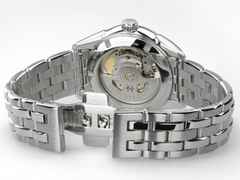 Hamilton Jazzmaster Open Heart Automatik Edelstahl 36mm hellblaues Zifferblatt Metallband – Damenuhren Uhr ohne Datum aus Edelstahl. Das Gehäuse ist rund und silber. Das Edelstahlarmband ist silber. Das Zifferblatt ist ein Index in blau. – Ansicht 2
