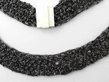 Maria Rzewuska Set 40 Collier geflochtenes Silber schmal – Halsschmuck Collier aus 925 Silber.