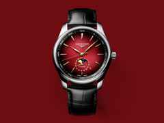 Longines Master Collection Automatik 42 mm  Edelstahl rot Index Lederband "Year of the Horse" Limited Edition – Herrenuhren Uhr mit Datum aus Edelstahl und Leder. Das Gehäuse ist rund und silber. Das Lederarmband Kroko / Alligator ist schwarz. Das Zifferblatt ist ein Index in rot. – Ansicht 9