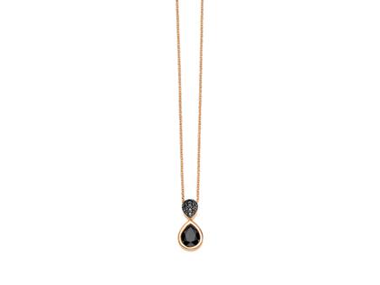 Elaine Firenze Kette mit Anhänger Roségold 45cm mit Onyx und Brillanten 0,110ct – Halsschmuck Kette mit Anhänger aus 585 Rotgold.