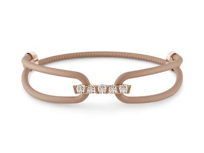Niessing Vivida Lederarmband beige Rosewood 2,8mm mit Brillanten 0,400ct – Armschmuck Armband aus 750 Weißgold.