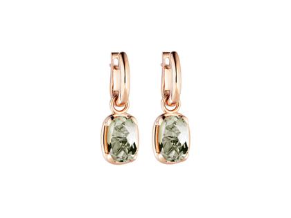 Capolavoro Capriccio Creolen Roségold mit grünem Prasiolith 3,60ct – Ohrschmuck Creolen aus 750 Rotgold.